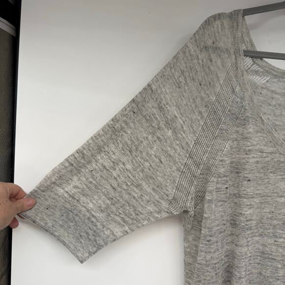 Zadig & Voltaire 100% Linen Elbow Sleeve Embellished Sweater Women's Size M Gray - Picture 6 of 9